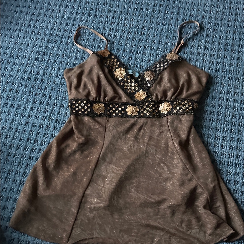 *sold* Chic Brown Camisole with Gold Detailing